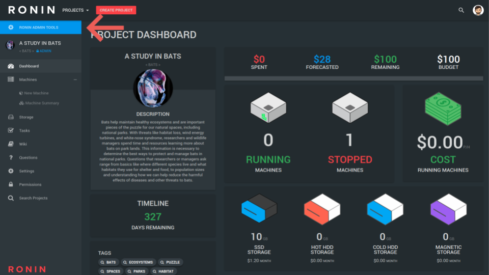 Dashboard Admin Arrow